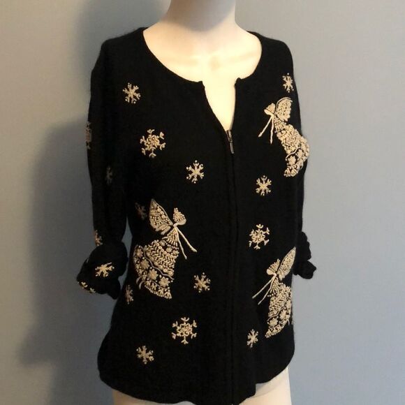 Talbots Petite Angoria Hair Zip Sweater - Picture 1 of 6